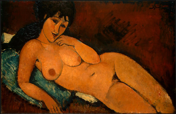Amadeo Modigliani. Nude on a Blue Cushion. 1917. National Gallery of Art, Washington, D.C.