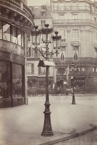The elegant gas lamps of Paris' Haussmann transformation, seen here in 1877-1878, also contributed to its reputation as a modern metropolis. [Source: National Gallery of Art/NPR] http://www.npr.org/blogs/pictureshow/2013/09/30/226976849/an-insiders-view-of-19th-century-paris-even-the-urinals