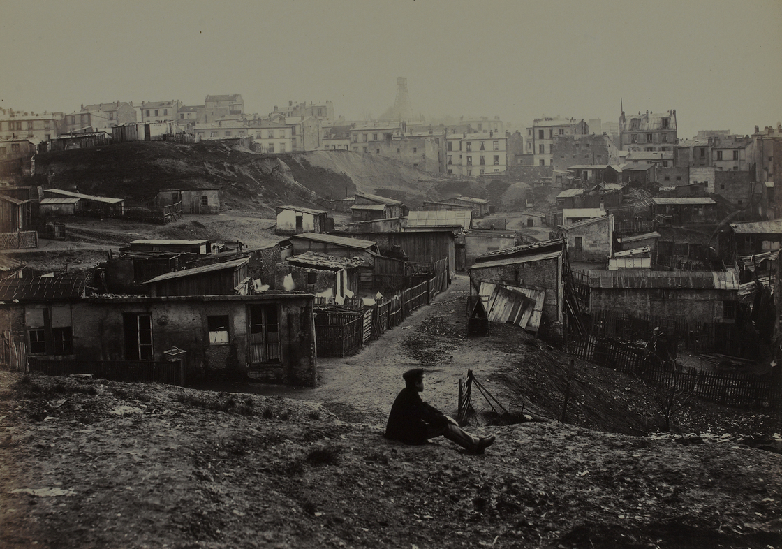 Charles Marville made more than 425 photographs of the narrow streets and crumbling buildings of premodern Paris, including this view from the top of Rue Champlain in 1877-1878. [Source: National Gallery of Art/NPR] http://www.npr.org/blogs/pictureshow/2013/09/30/226976849/an-insiders-view-of-19th-century-paris-even-the-urinals